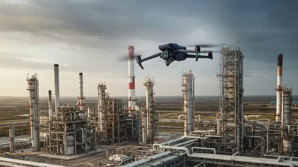 image of drone performing industrial inspection