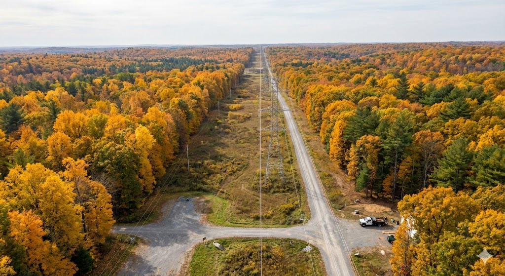 aerial image of utility right of way